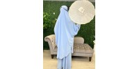 Jilbab jupe bleu ciel  soie de medine